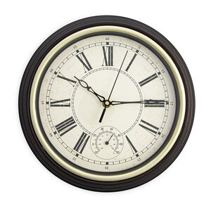 Wall Clock with Thermometer 12"